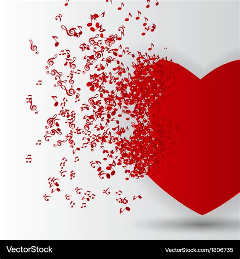 Happy Valentines Day Card with Heart Music Notes Vector Image