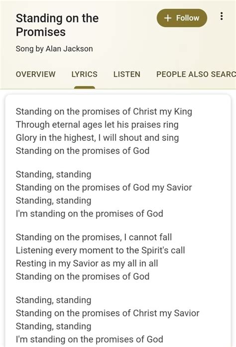 Standing on the E Promises by Alan Jackson OVERVIEW LYRICS LISTEN ...