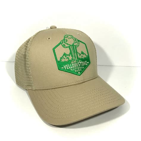 YELLOWSTONE NATIONAL PARK HAT khaki green mesh back FLEX FIT MED (7-1/8 1/4 3/8) | eBay