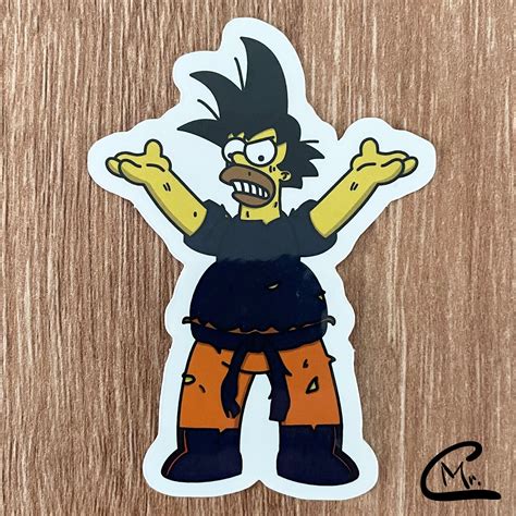 Homer X Goku Dragonball Z X the Simpsons Mashup Spirit Bomb Vinyl Sticker Dragonball Z Sticker ...