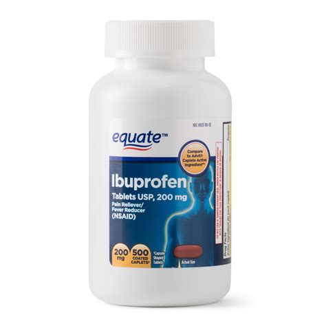 Equate Pain Relief Ibuprofen Coated Caplets, 200 mg, 500 Ct - Walmart.com