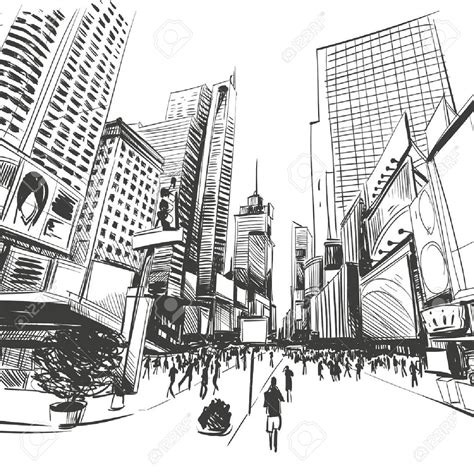 New York Skyline Pencil Drawing at GetDrawings | Free download