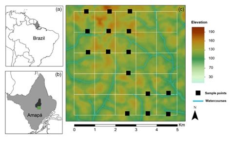 Location of the study area in the state of Amapá, Brazil (a), southern... | Download Scientific ...