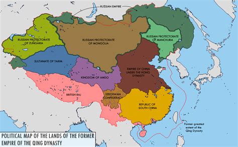Political Map of the Lands of the Former Empire of the Qing Dynasty : r ...