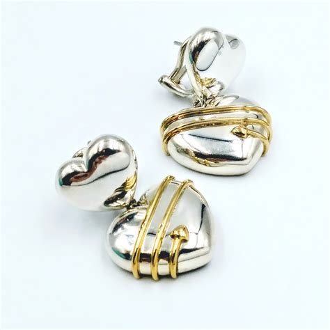 Tiffany & Co. Vintage 18k Gold & Sterling Silver Heart Arrow Earrings ⋆ SmartShop Jewelry