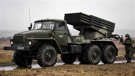 BM-21 Grad - Russian 122 mm multiple rocket launcher - YouTube