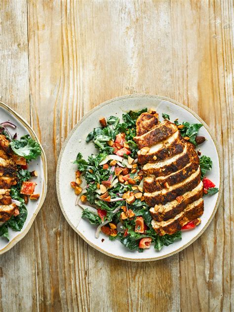 Cumin-crusted Chicken With Kale Salad And Hummus Dressing - TrendRadars