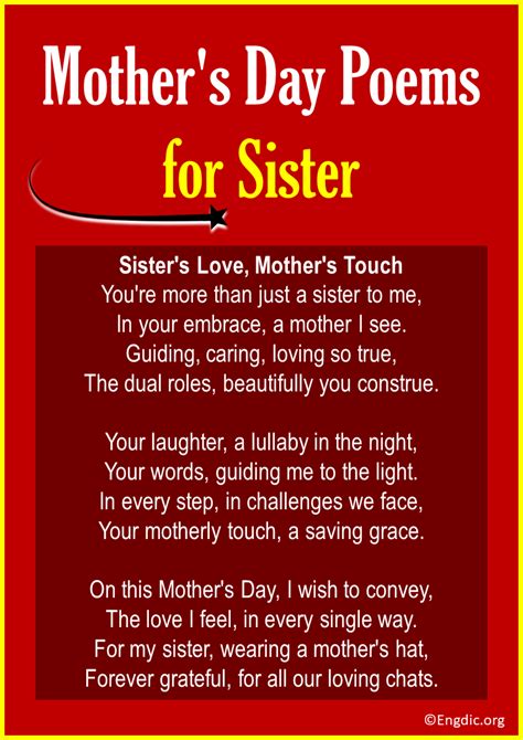 10 Best Mother's Day Poems for Sister - EngDic