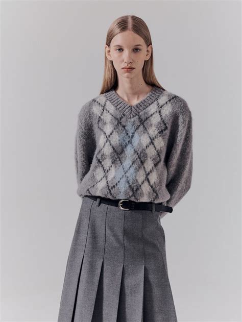 Unisex Argyle Sweater (Melange Grey) in 2023 | Argyle sweater, Sweaters ...