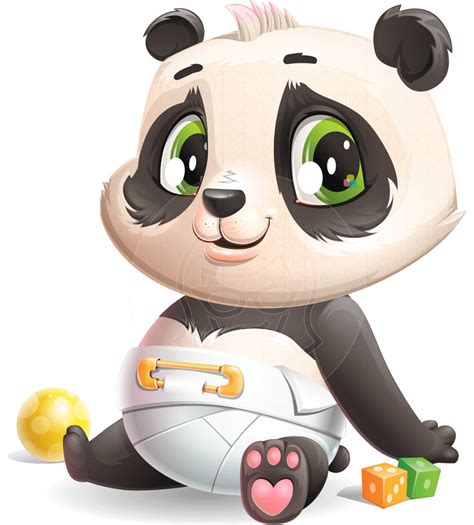 Baby Panda Vector Cartoon Character Panda Illustration, Halloween ...