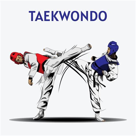 Dos niños peleando en el vector de ilustración de la competencia de Taekwondo | Vector Premium