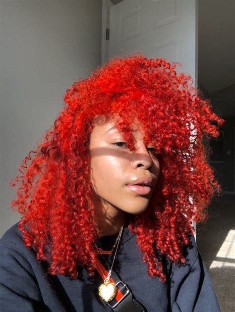 fire engine red hair | Natural hair styles, Curly hair styles, Dyed natural hair