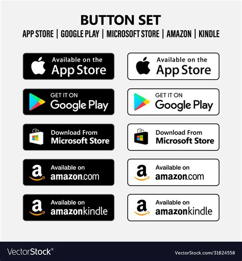 App store google play microsoft amazon button set Vector Image