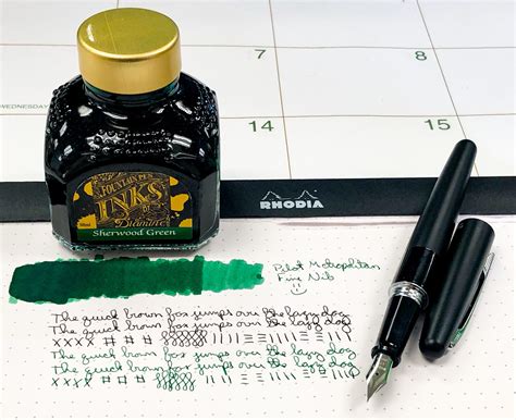 Diamine Sherwood Green: tested with Pilot Metro Fine Nib. : r/fountainpens