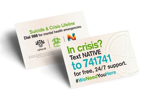 988 and 741741 Text Native Business Card | Native Health Resources