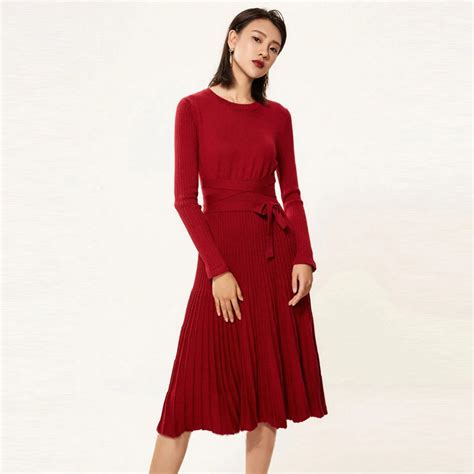 Cashmere Winter Dress Women 2018 New Autumn Knitted A Line Cashmere ...