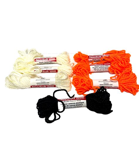 Needloft Plastic Canvas Yarn Orange White Black 10 Yards Each Lot of 7 ...