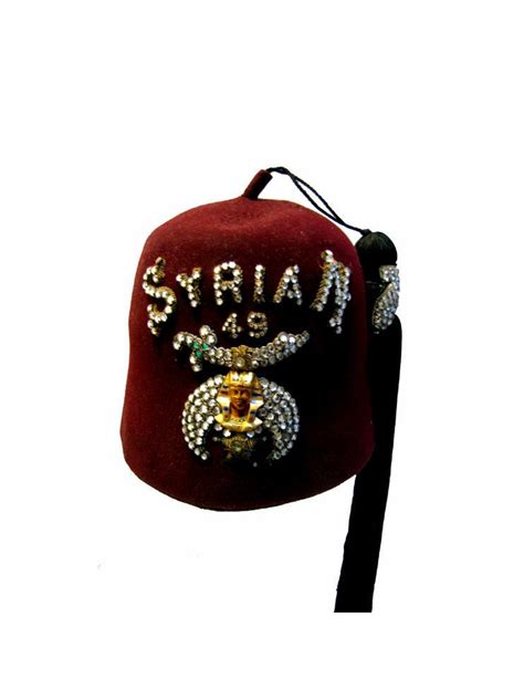 Vintage Shriners Fez Hat Ornate Syrian 49 Red Masonic Tam with Black ...