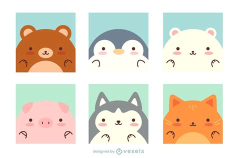 Descarga Vector De Lindo Paquete De Animales Kawaii