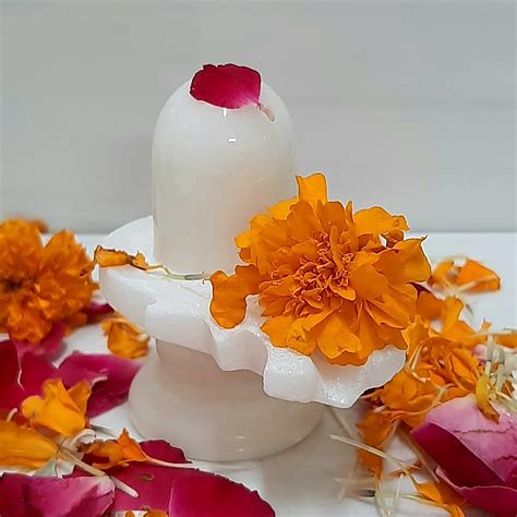Buy RS Crafts India White Marble Shivling Lord Shiva Idol Shiva Lingam for Pooja/Temple/Office ...
