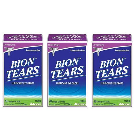 3 Pack Bion Tears Lubricant Eye Drops, Single-Use Vials - 84 Count ...