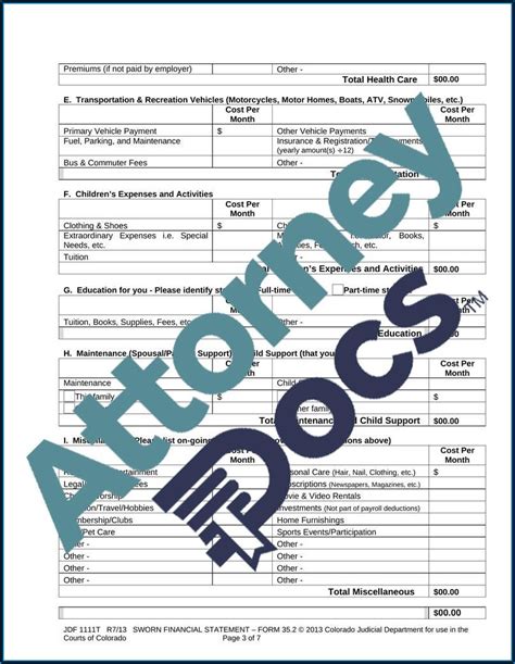 Colorado Divorce Forms Sworn Financial Statement - Form : Resume Examples #G28BwxPG1g