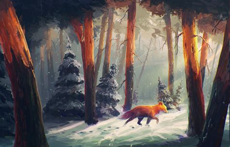 nature, Animals, Snow, Artwork, Digital Art, Forest, Sylar, Sunlight, Fox Wallpapers HD ...