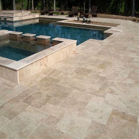 Walnut Travertine 3cm 12x12 Paver Tumbled | Travertine patio, Travertine pool decking ...