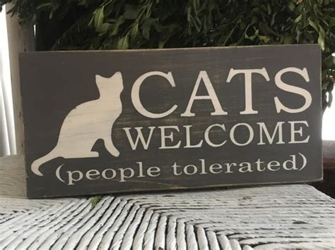 funny cat sign cats welcome funny pet sign by SoulspeakandSawdust