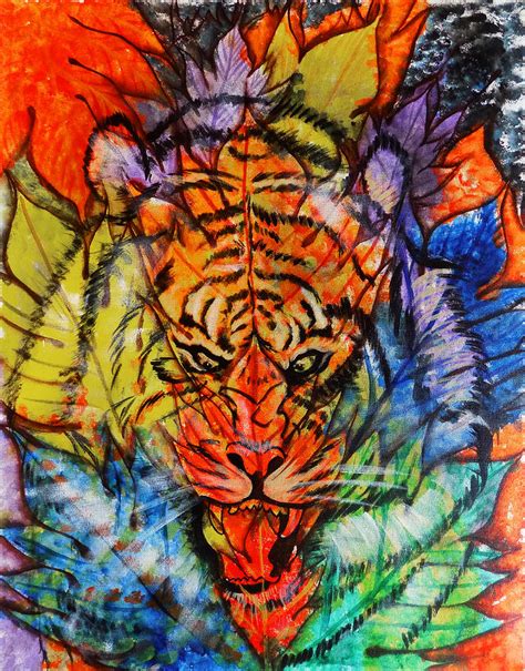 Abstract Spot The Tiger Painting by Arun Sivaprasad