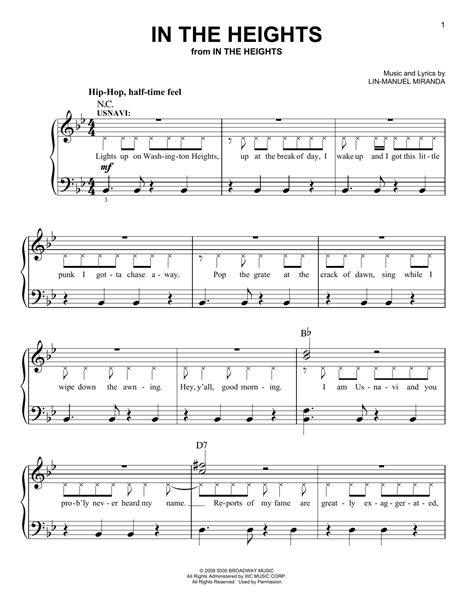 Lin-Manuel Miranda 'In The Heights (from In The Heights)' Sheet Music and Printable PDF Music ...