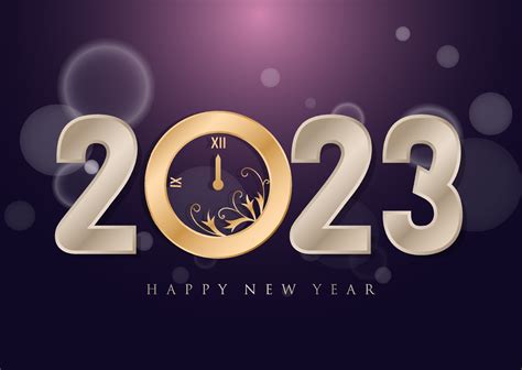 2023 Happy New Year background. Vintage bokeh lights shining clock ...