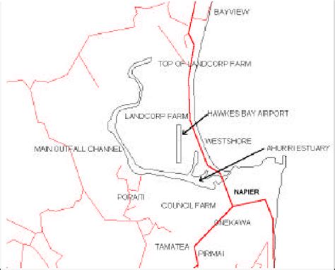 Map of Napier and suburbs showing the Landcorp and Council Farm areas ...