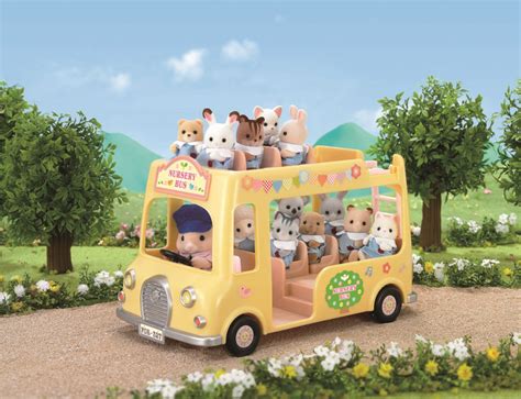 Nursery Double Decker Bus Sylvanian Families, Wooden Toy Car, Wooden Toys, Calico Critters ...