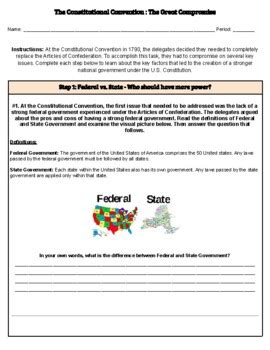 The Great Compromise Analysis Student Worksheet by History Teacher Deals