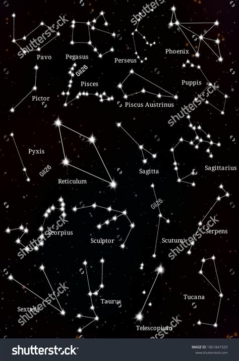 20 Constellations Along Their Names 1 Stock Illustration 1861841929 ...