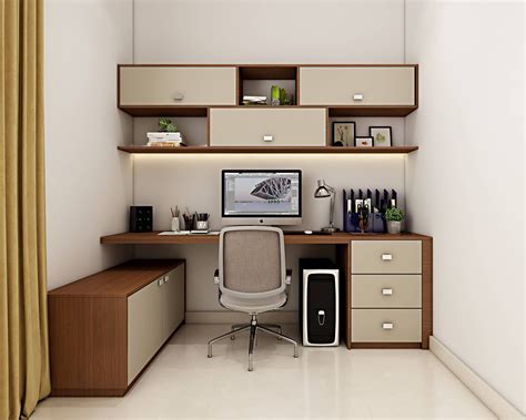 Modern Home Office Design With Efficient Storage And Wooden Workdesk | Livspace