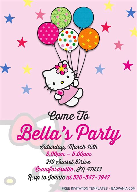 Hello Kitty Invitation Templates - Editable With MS Word | Hello kitty ...