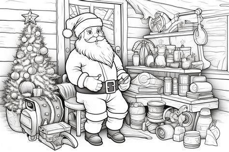 Santa Workshop Coloring Page For Kids - Coloring Kitchen