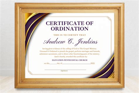 Editable Certificate of Ordination for New Pastors, Bishops, Prophet, Elders Ordination ...