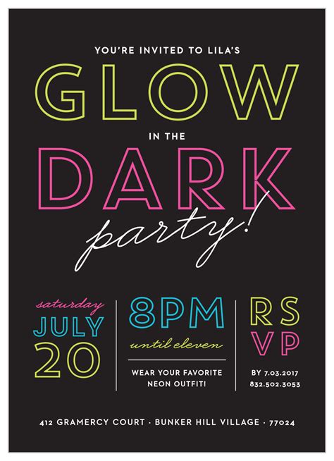 Glow Party Invitations Template