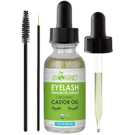 Organic Castor Oil Eyelash Serum By Sky Organics, Cold-Pressed, 100% Pure, Castor Oil - Dry Skin ...