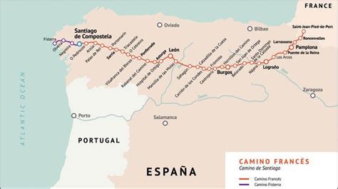 Mapa del Camino de Santiago Francés :: Albergues del Camino de santiago ...