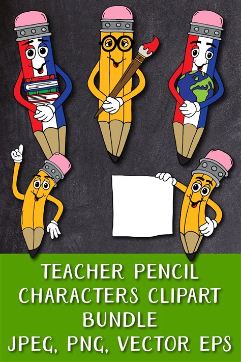 Cute Clipart for Teachers | Teacher Classroom Pencil Clipart