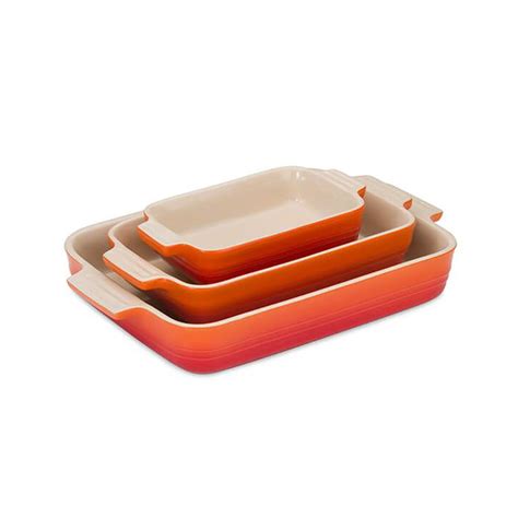 Le Creuset 3 Piece Classic Rectangular Baking Dish Volcanic - (4470280090) - eCookshop