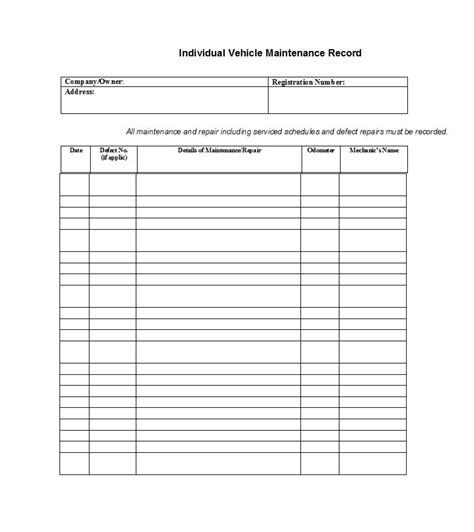 Fleet Maintenance Log Template ~ Excel Templates