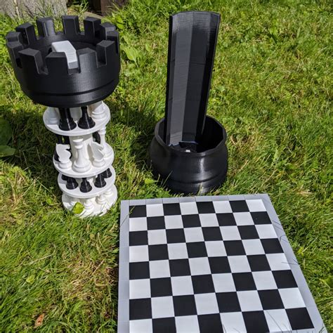 3D Printed Chess Set with Roll-up Board & Carrying Case