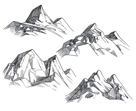 Etch Sketch Vector Art PNG, Hand Drawing Mountain Peaks Isolated Retro Etching Sketch Vector ...