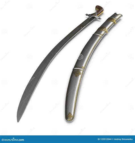 Arab Saif Sword With Sheath On White. 3D Illustration Stock ...