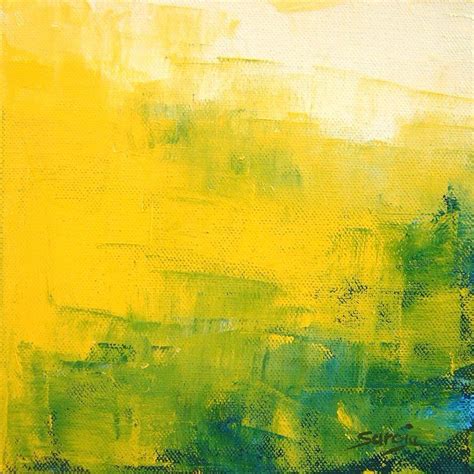 Yellow - Green Landscape 2 (ref#:1069-20Q) Oil painting by Saroja La Colorista in 2021 | Green ...